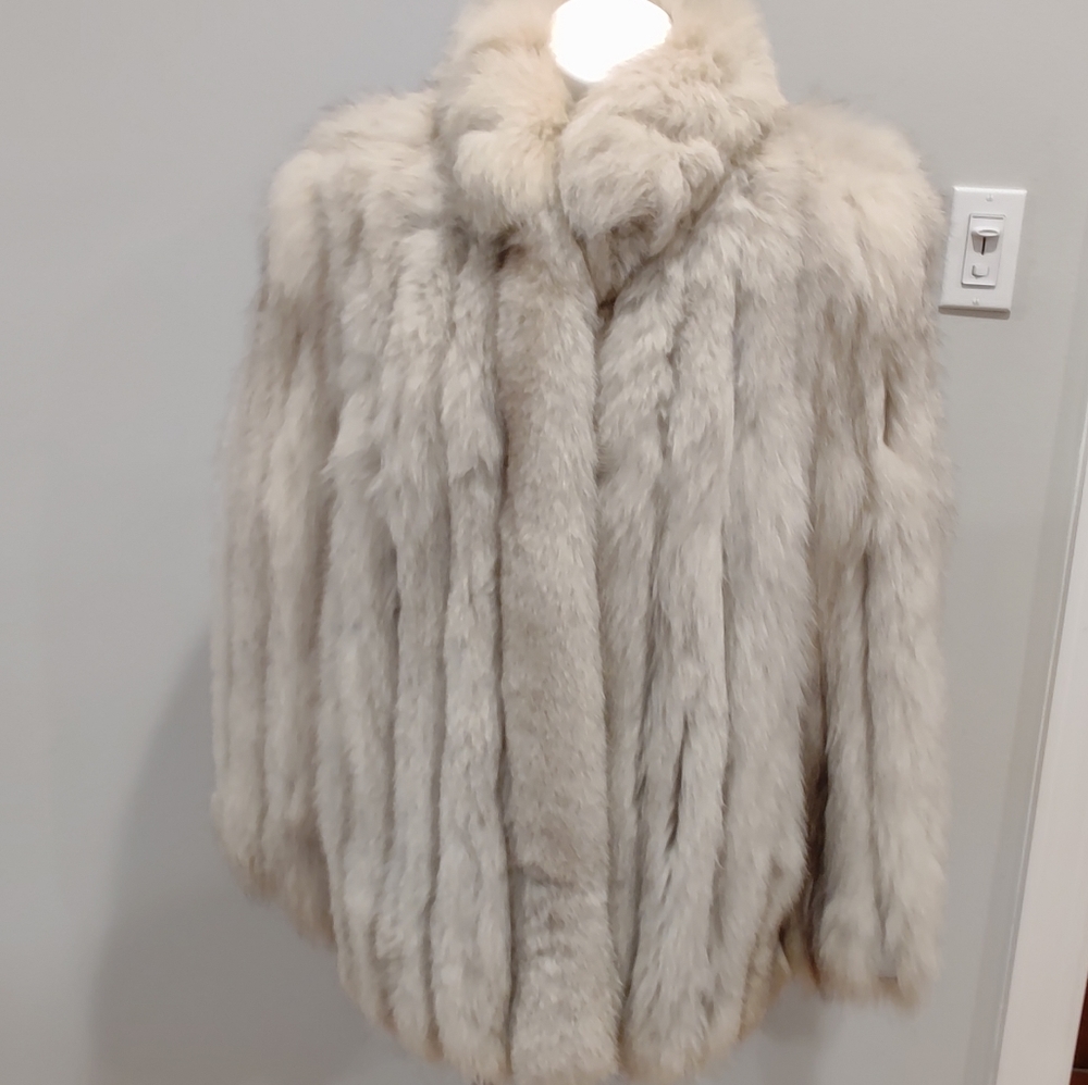 Blue fox fur coat